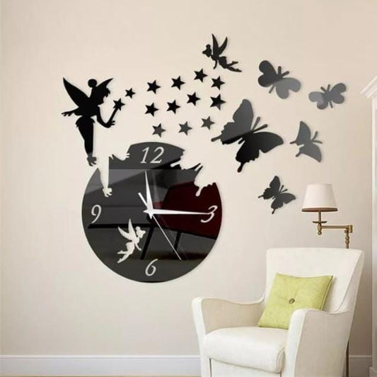 Butterflies Wooden Wall Clock || Butterfly Fairy Clock