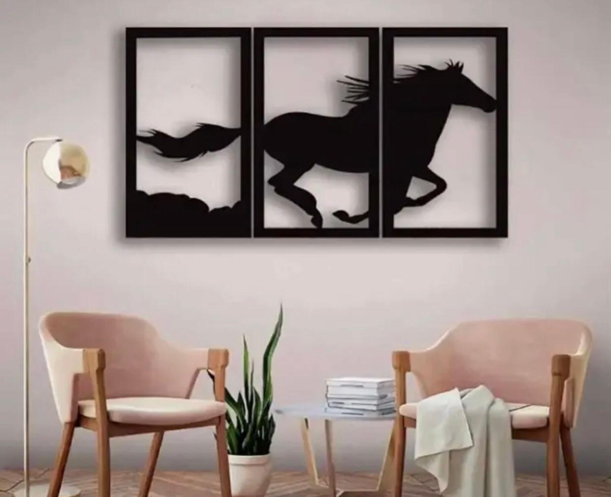 Wooden Wall decor Horse Scenery