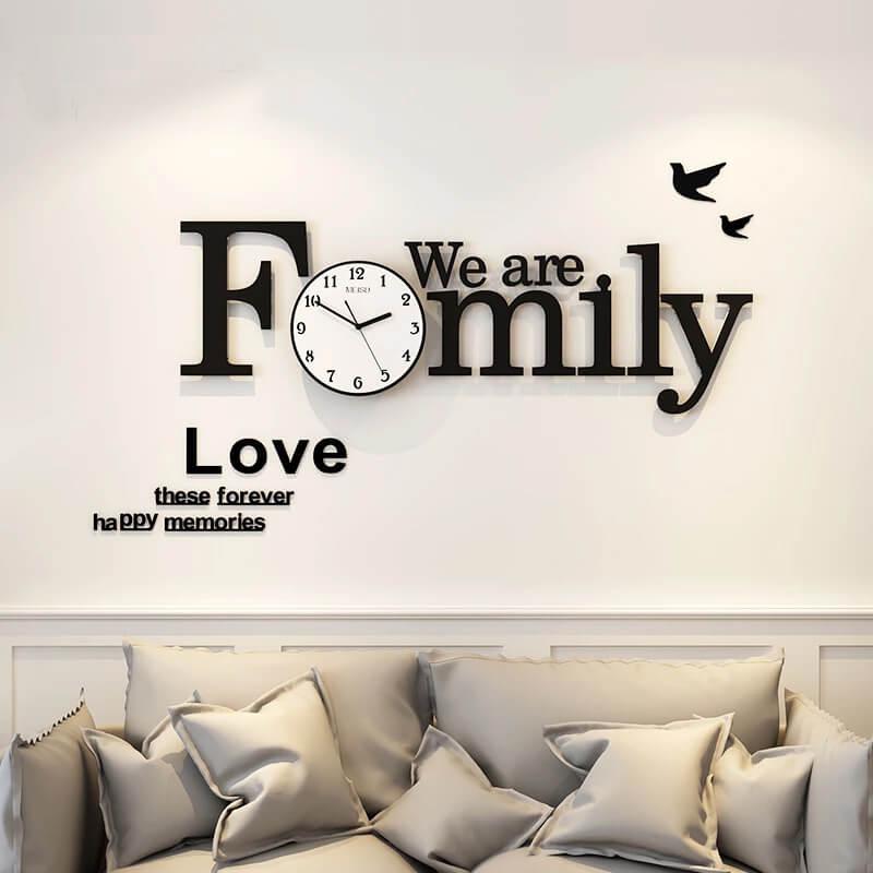 We are Family Clock with Black and White  Dial