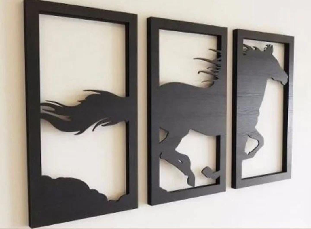 Wooden Wall decor Horse Scenery